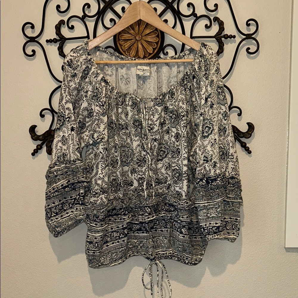DENIM & SUPPLY RALPH LAUREN BOHO PEASANT PRINTED TOP SIZE MEDIUM